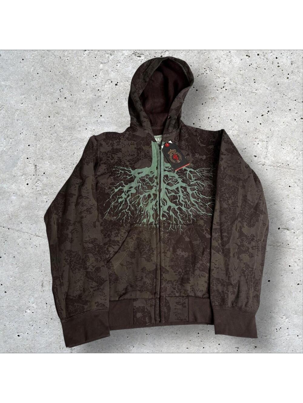 Red Snap AOP Grunge Brown Pinkman Affliction Style Brown Green Full-zip Hoodie